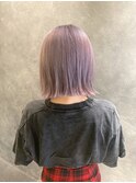 ラベンダーアッシュ+切りっぱなしボブ ホワイトグレージュ