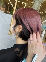 アース 大井町店(HAIR & MAKE EARTH) 秋色インナーカラーブラックボブピンク◎小顔見せ20代30代
