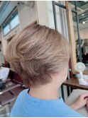 ベージュショートボブ/恵比寿渋谷/白髪ぼかしハイライト2508