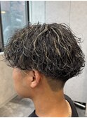 金メッシュツイスパ波巻きスパイラル仙台美容室ウルフニュアンス