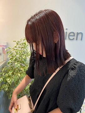 リアン(Lien) ピンクブラウン/ぷつっとカット/ミディアムヘア/暖色カラー