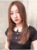 ☆ハッシュカット/バタフライレイヤー/ココアブラウン韓国巻き