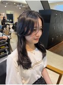 外ハネレイヤー　ボブレイヤー　くびれミディアム　ブラウン
