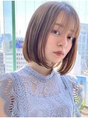 タッセルボブ小顔似合わせ前髪黒髪ネビージュワンレンボブルフ