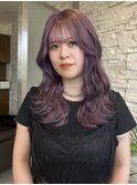 ロングレイヤーフェイスレイヤーブリーチラベンダーパープル