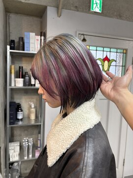 ラフィット 香椎(lafit) ダブルカラーケアブリーチ顔周りレイヤーピンクブラウン