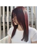 艶感大人レッド×顔まわりレイヤー【北千住美容院HANARE】