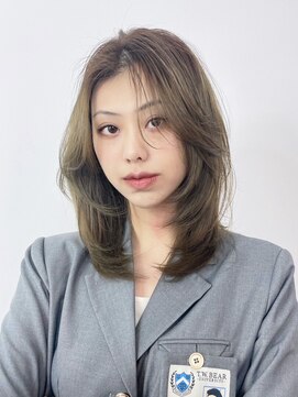 アイティーバイアルバム 松戸店(IT by ALBUM) オリーブレイヤー_斜めバンググレージュカラー_ba456791