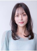 韓国風レイヤーカット髪質改善ダブルカラーミルクティーベージュ