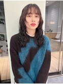 くるくるレイヤーパーマオリーブベージュ外国人風パーマ