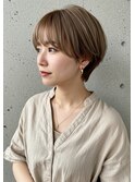 細めハイライトマロンベージュ小顔カットマッシュショートボブ