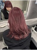 ピンクカラー/ミディアムレイヤー/寒色ピンクカラー