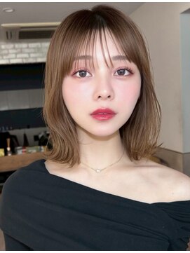 ブリーチなし/髪質改善/大人ガーリー/グレーブラウン/前髪/仙台