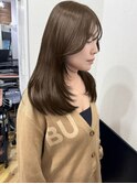 オリーブブラウン/ブリーチなしダブルカラー/レイヤー/ロング