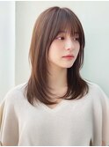 韓国風レイヤーミディ×シースルーバング