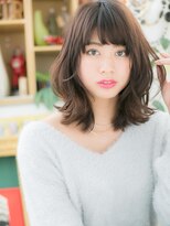 カバーヘア ブリス 北浦和(COVER HAIR bliss) 斜めバングくびれミディアムレイヤーウルフハッシュカットc6