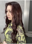 ブリーチなしカラー×エクステワインレッド