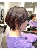 30代40代50代絶壁解消前髪あり小顔前下がりショートボブ ER