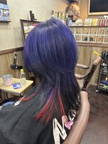 ディー エメ(D-aimer-)&nbsp;パープル系のウルフにデザインインナーメッシュのエクステ