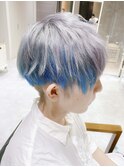 ネイビーブルーカラーショートボブ　インナーカラー