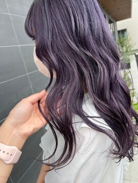 アチーブ ヘア デザイン(achieve hair design) 透け感透明感アッシュパープルニュアンスウェーブロング