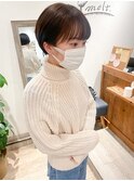 高塚/20代30代大人可愛い小顔丸みショートラベンダーベージュ