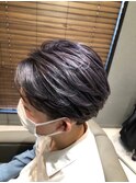 ハイトーンカラーパープルメンズ/MEN‘S HAIR/マッシュヘア