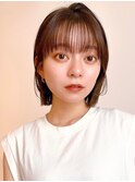 say.前髪あり簡単スタイリングワンカール外ハネボブアースカラー