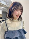 ミディアム顔周りレイヤーおくれ毛前髪万代新潟