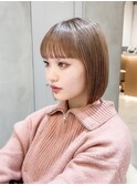 黒髪ボブルフネビージュ小顔ワンレン
