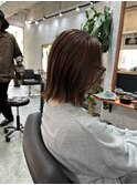 オレンジブラウン/ぱつっとボブ/切りっぱなしボブ/ボブ