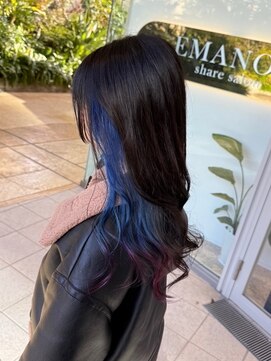 トッカ ヘアアンドトリートメント 難波店 インナーカラーの赤×青グラデーションが可愛い♪