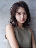 3ぱっつん前髪流し前髪鎖骨ミディアムボブ耳かけボブパーマ小顔