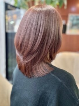 クオリス 上板橋店(QUALIS) 30代40代ひし形大人可愛い丸みレイヤーピンクベージュ白髪染め