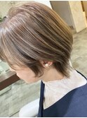 ウルフカット×白髪ぼかし