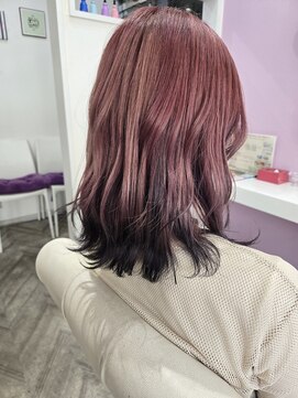 メルシー(Merci) 【Ｍｅｒｃｉ】ピンク×ダークグレー☆裾カラー