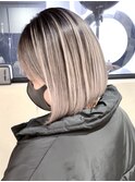 顔周りレイヤー韓国ヘアハイライトカラーミディアム_ba371901