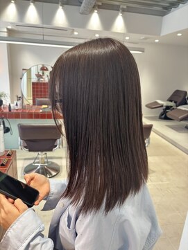 ガリカ 博多駅前(Gallica) ブリーチなしダブルカラーでオリーブカラー