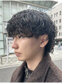 大人の黒髪◎波巻きツイストスパイラルパーママッシュウルフ