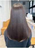 ロング顔周りレイヤー韓国ヘアココアベージュ_ba572021