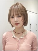 ミルクティーベージュ/レイヤーボブ/韓国巻き/顔周りカット/大宮