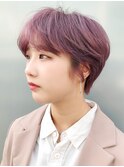 ピンクパープルショート_スリークボブ厚めバング_ba285702