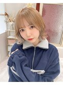 ショコラアッシュ/ヘルシースタイル/ふんわりカール/前髪カット