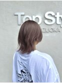 ウルフカット×ピンクブラウン