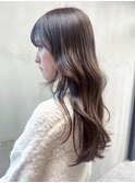 韓国ヘア顔周りレイヤーロンググレージュ_ba494682