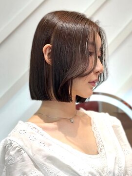 ロンドヴァリー 渋谷店(Lond vallee) 明るめベージュ×切りっぱなしストンボブ