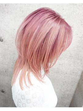 ヘアテリア リュウ 大塚(hair teria ryu) フルブリーチ/ペールピンク/ミディアムウルフ