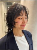 ウルフレイヤーくびれボブニュアンスパーマ大人可愛い川崎