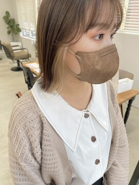 ヘアー アイス 御器所本店(HAIR ICI) 20代30代大人可愛いミルクティーベージュインナーカラー