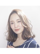 黒髪/グレーベージュ/レイヤーロング/前髪パーマ/銀座